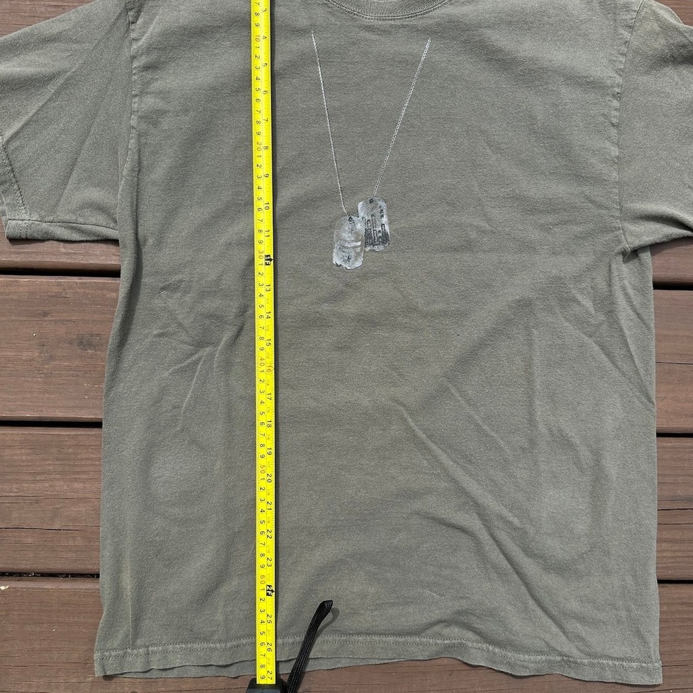 Vintage Style Dog Tags Graphic T-Shirt Mens Large Olive Green Military Tee - Picture 6 of 6